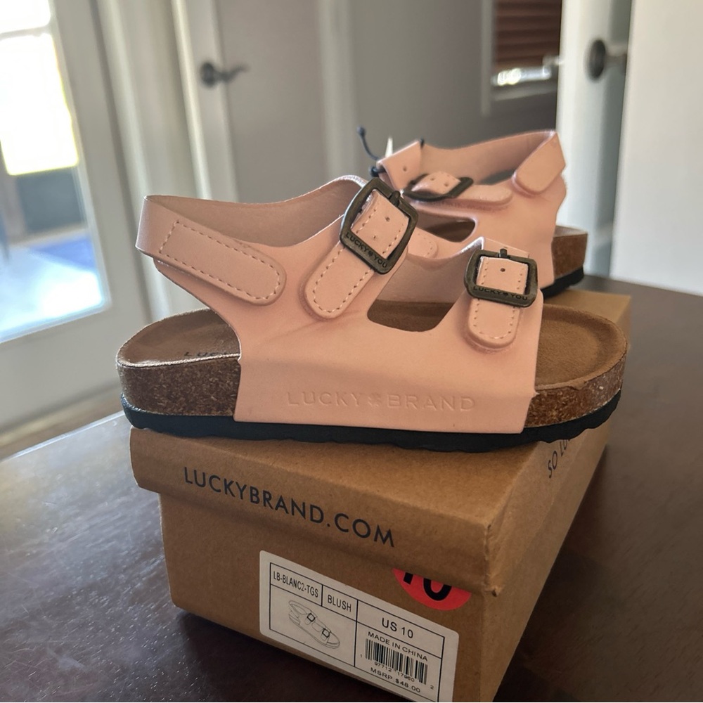 NWT Lucky Brand Kids Pink Sandals Slip On Size 10